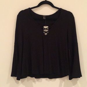 forever 21 black flowy top